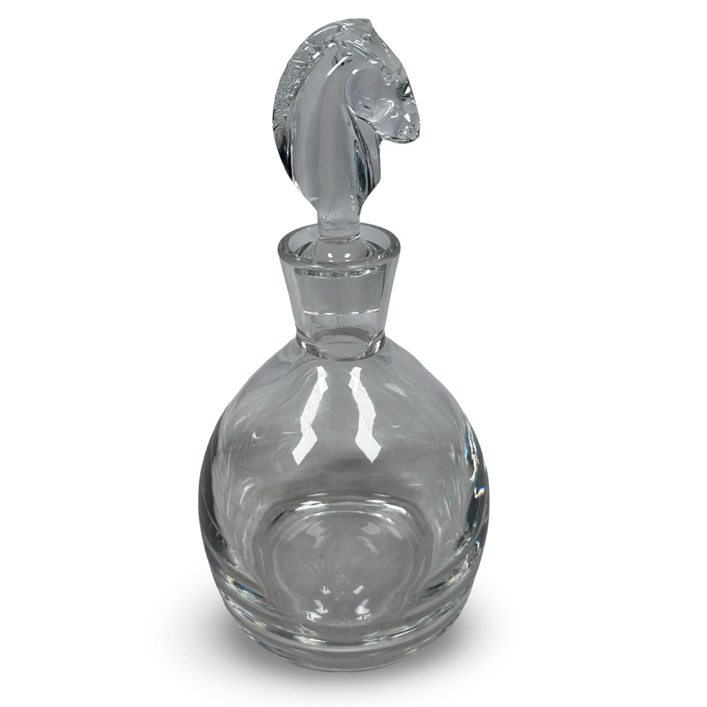 Steuben Equestrian Horse Head Stopper Crystal Decanter Bottle Signed The Grove